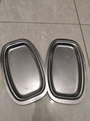 Set of 2 oval inox serving platters like new
