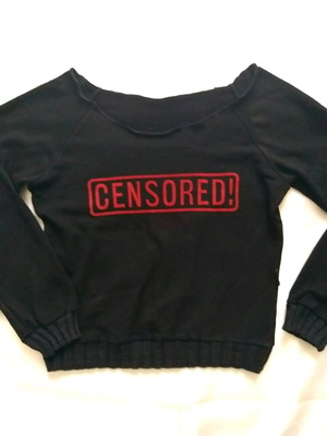 Women's blouse used black casual with red print