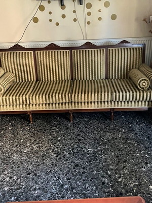 Louis Seize living room set used, baroque style with velvet upholstery