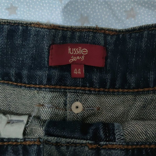 Lussile denim mini skirt like new, size 44, blue with leather details