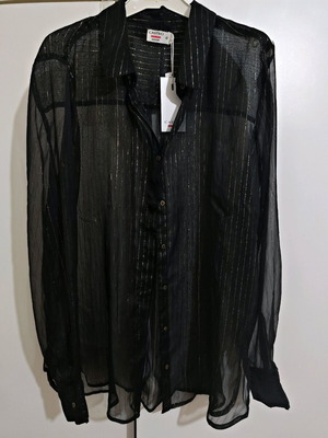 Women's shirt new, black with gold stripes, size 42