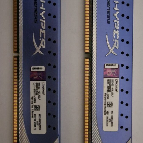 Kingston HyperX Blu 4GB DDR3 1600MHz CL9 RAM used, dual 2GB modules