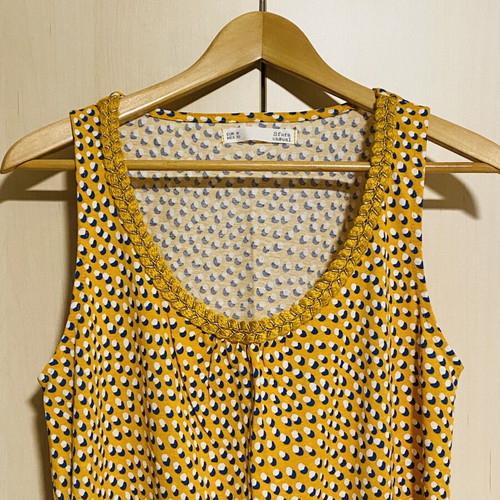 Sfera Yellow Polka Dot Sleeveless Cotton Blouse New