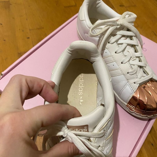 Adidas Superstar shoes used, size 38.5, white with copper toe