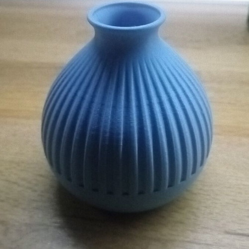 Blue decorative vase 3D printed, height about 9 cm