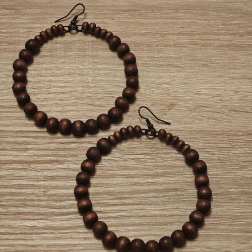 Vintage wooden brown earrings