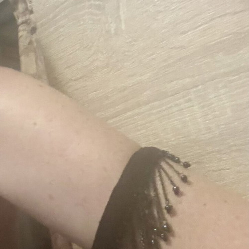 Black suede-style double bracelet with chain hand jewelry