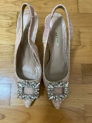 Corina woven straw pumps like new, size 37, beige pink