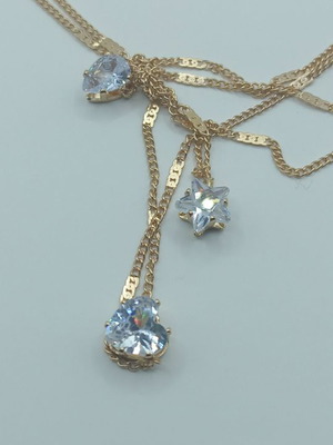 Gold-plated necklace new with hearts and star