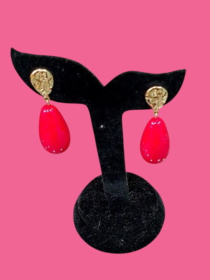Teardrop earrings new, steel, red