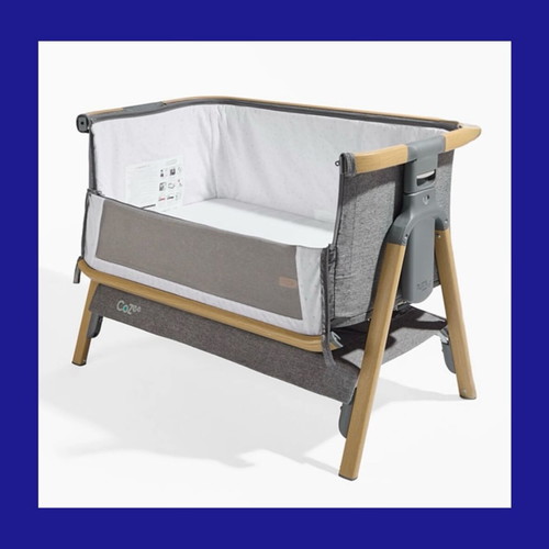 Tutti Bambini CoZee Bedside Crib like new, oak and charcoal