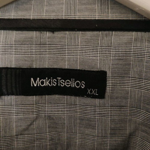 Makis Tselios men's shirt gray striped like new XXL