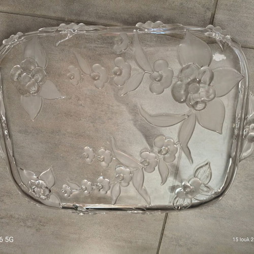 Vintage Walther Glas Crystal Serving Tray Blossom Time new