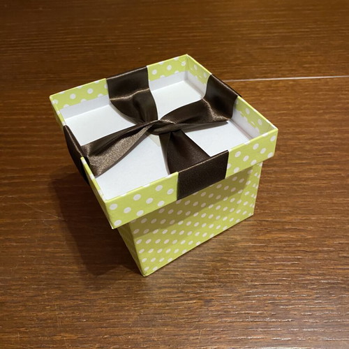 Decorative gift box with satin bow like new, 12x12x10cm