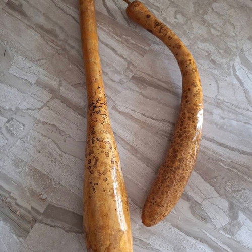 Decorative handmade gourds set of 2, natural boho style