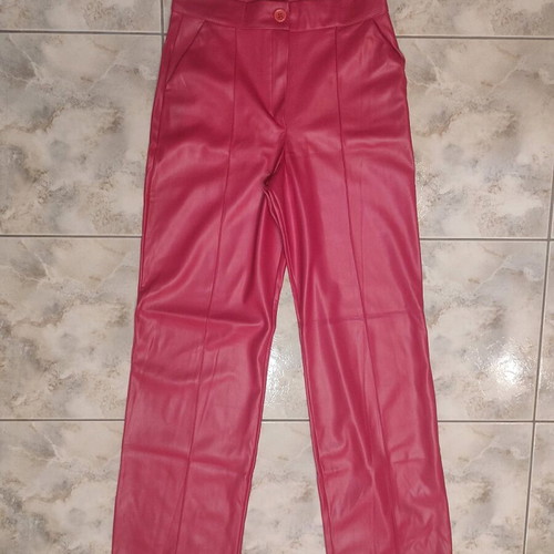 Leather fuchsia pants like new, waist 76cm, length 105cm
