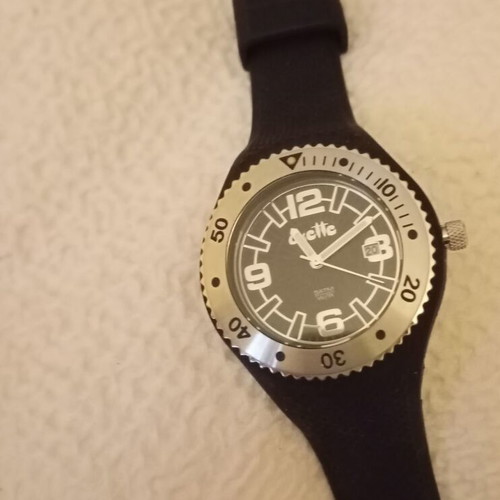 Oxette watch new, black and silver, water resistant