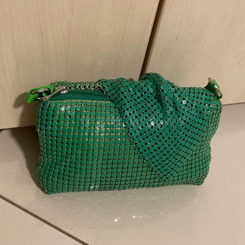 Migato green hand bag like new, satin interior