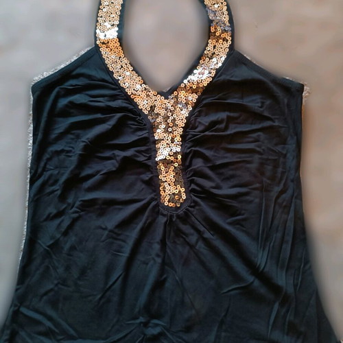 Te quiero evening blouse size 1 used, black with gold details