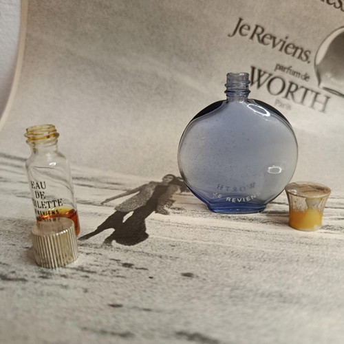 Je Reviens vintage miniatures by Worth used, 1950s perfume bottles