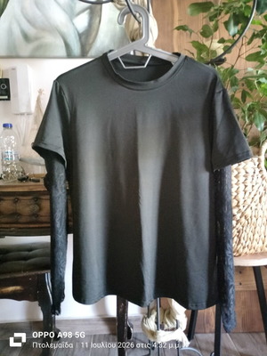 Black blouse with lace sleeves new, size XL