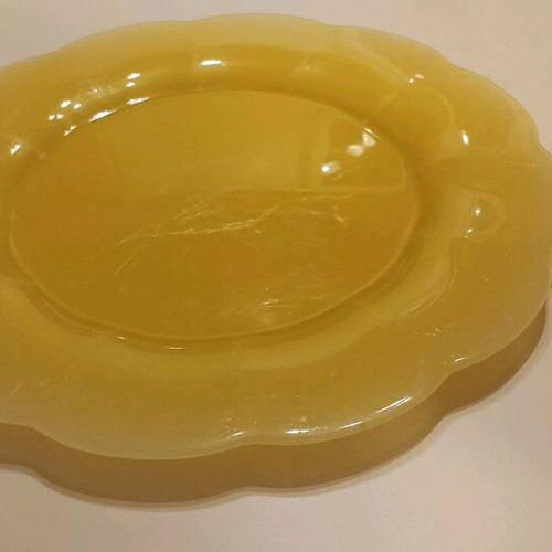 Serving platter used, yellow, diameter 30cm