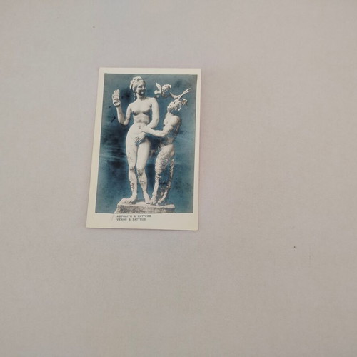 Black and white postcard Aphrodite & Satyr used, photo Sphinx 1954