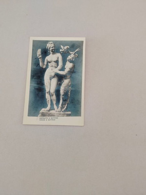 Black and white postcard Aphrodite & Satyr used, photo Sphinx 1954