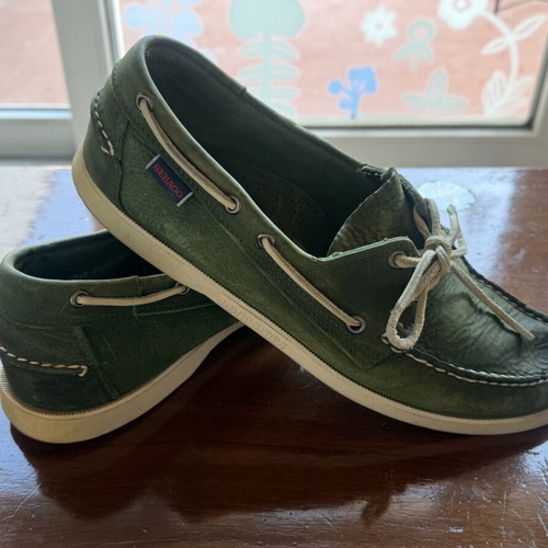 Sebago Dockside boat shoes used, green, size EU 44.5