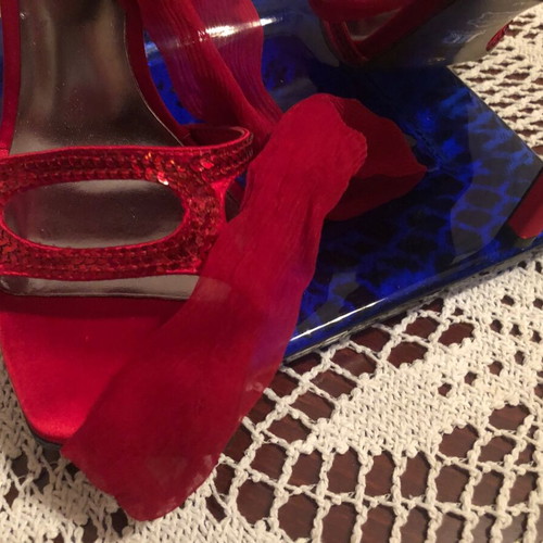 J Lo sandals new red, size 37