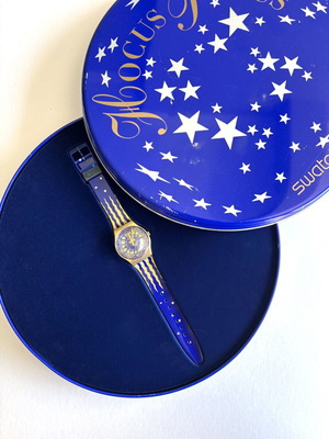 Swatch Hocus Pocus vintage ρολόι χειρός καινούργιο, μπλε και χρυσαφί