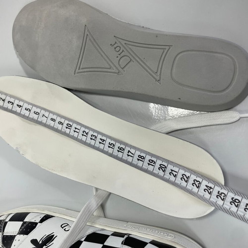 Christian Dior D-BEE Check Leather Sneakers size 37 like new, white and black
