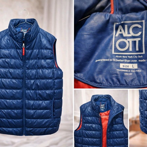 Alcott Sleeveless Puffer Jacket L Like New Blue With Orange Details