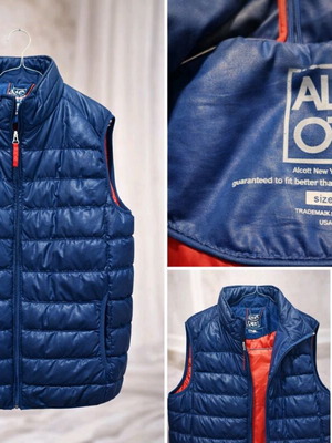 Alcott Sleeveless Puffer Jacket L Like New Blue With Orange Details