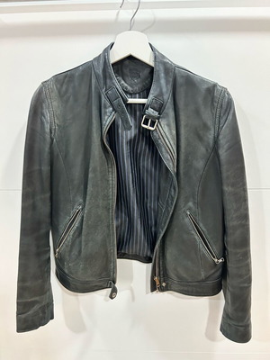 Massimo Dutti leather jacket used, black, size S