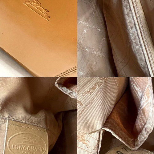 Дамска чанта Longchamp Roseau от бежова кожа употребявана