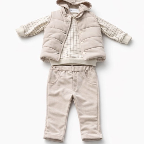Cotton three-piece boy's set new, brown