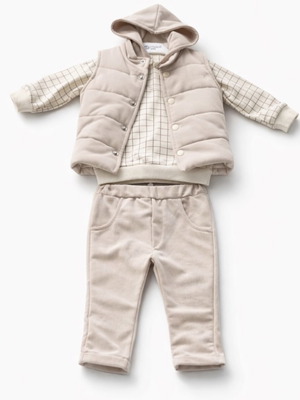 Cotton three-piece boy's set new, brown
