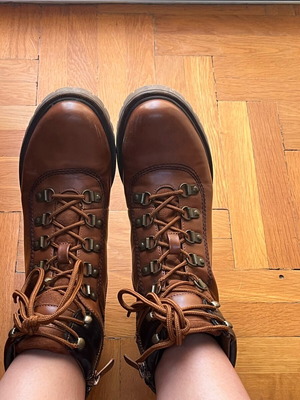 Brown boots used with laces and zipper
