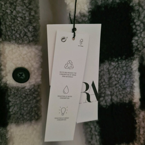 Zara checked teddy coat new with tag, size L-XL