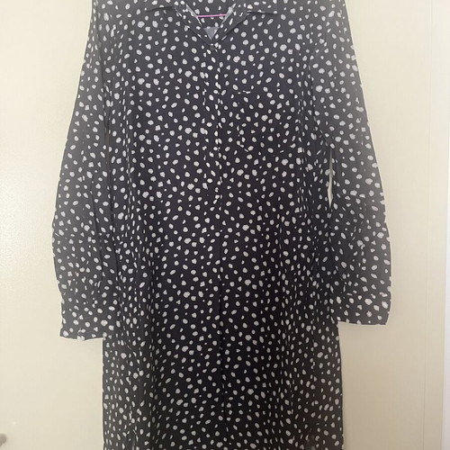 Shirt dress used, black with white patterns, ideal for beach