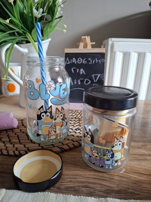 Bluey glass jars set of 2 with lids