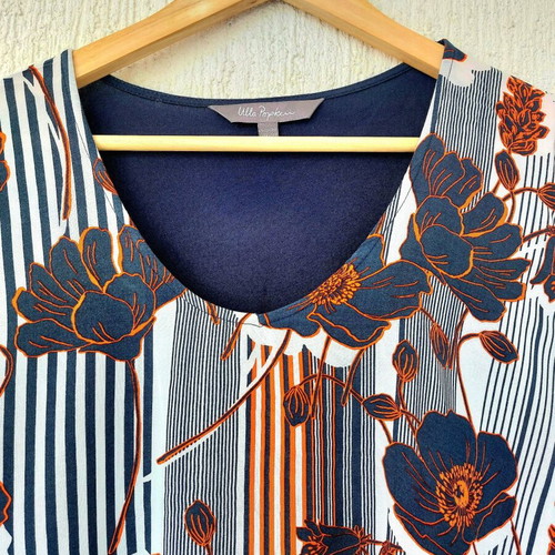 Ulla Popken floral striped tunic plus size 50/52 2XL-4XL