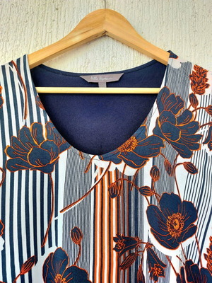 Ulla Popken floral striped tunic plus size 50/52 2XL-4XL