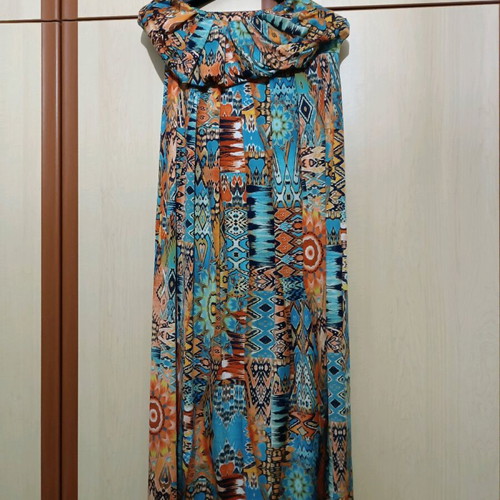 Paranoia long strapless dress used, multicolor