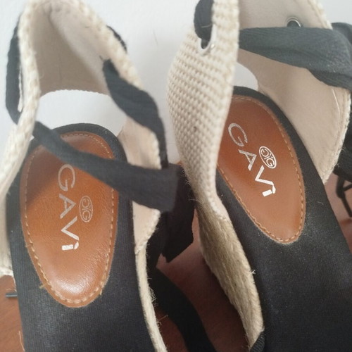 Platform sandals black knitted with laces size 36 like new