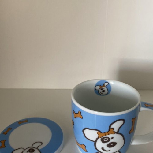 Papillon porcelain mug with lid vintage like new