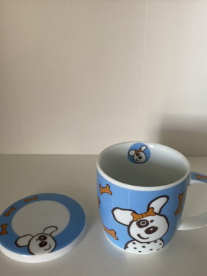 Papillon porcelain mug with lid vintage like new