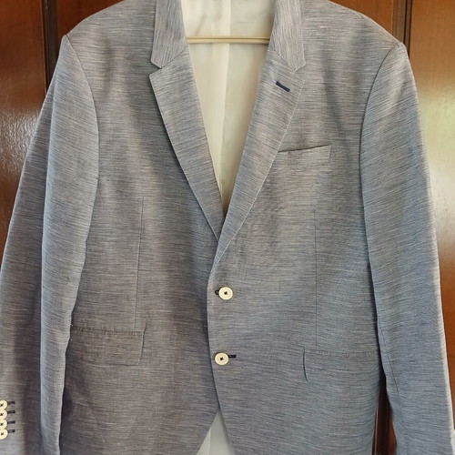 Ανδρικό σακάκι Zara Man μεταχειρισμένο, μπλε και λευκό με ανάγλυφη υφή, μέγεθος XL