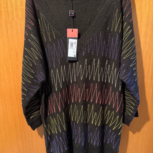 Brown knitted sweater with various colors Raxevsky new